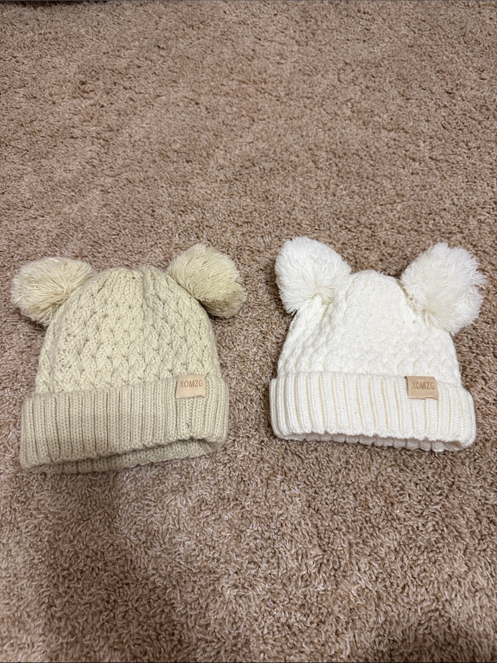 Kids Pom-Pom Knit Beanie - Cream & Ivory